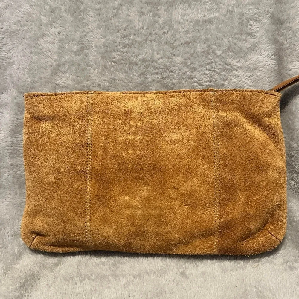 Genuine Leather Wristlet Satchel Bag Clutch Brown NWT Imported Women Accessories